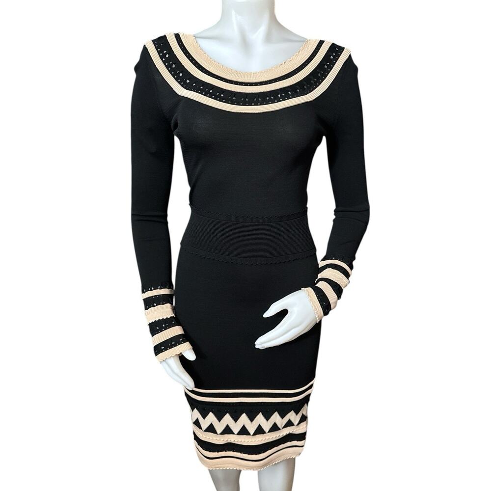 Temperley London Dina Fiftted Dress Black Beige xs NWT ( Flaw)